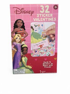 Set of 32 Disney Princess Valentine Cards, Stickers & Sealing Stickers